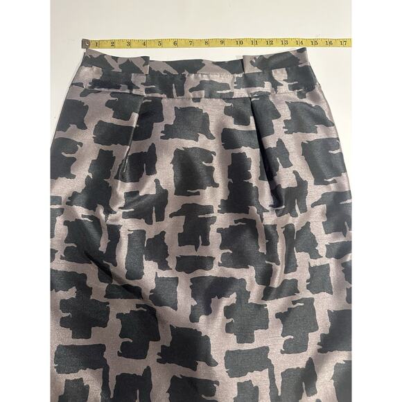 Banana Republic Front Pleats Pencil Skirt Sz 2 Geometric Pattern Lined desginer - Picture 3 of 7